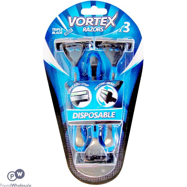 Vortex Men's Triple Blade Disposable Razors 3 Pack