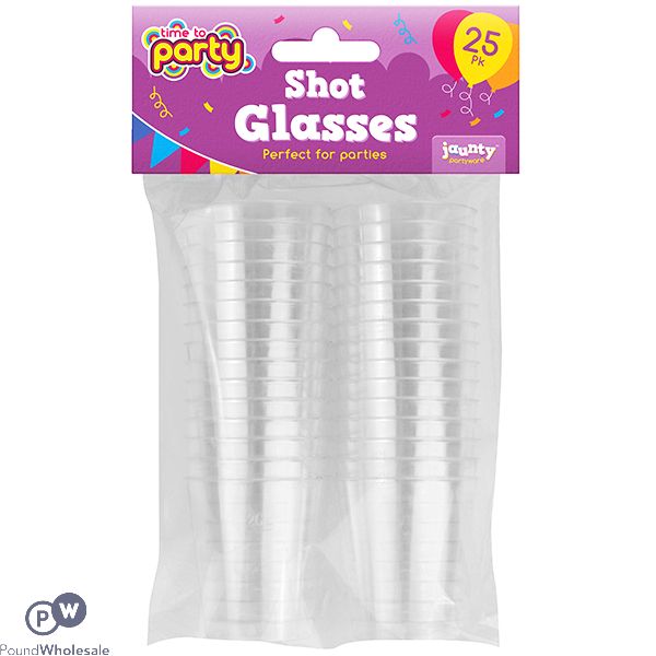 Time To Party Plastic Shot Glasses 25 Pack