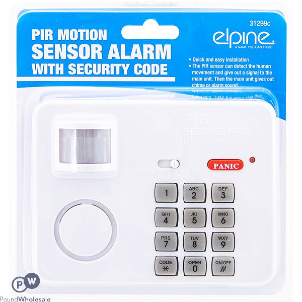 ELPINE PIR MOTION SENSOR WITH SECURITY CODE ALARM SYSTEM