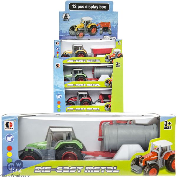 Die-cast 1:72 Metal Tractor & Trailer Play Set Cdu Assorted
