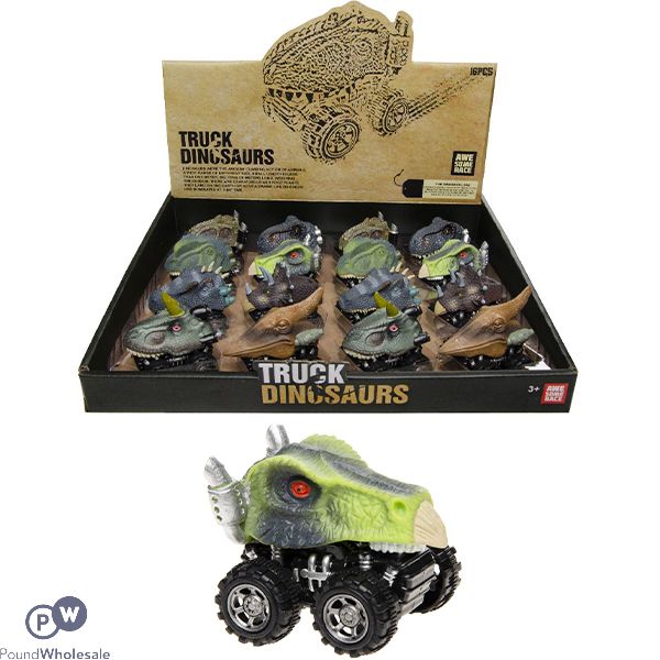 Pull-back Dinosaur Trucks Cdu Assorted