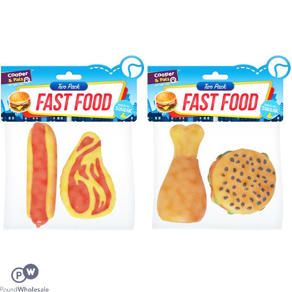 Cooper & Pals Fast Food Dog Toys 2 Pack Assorted