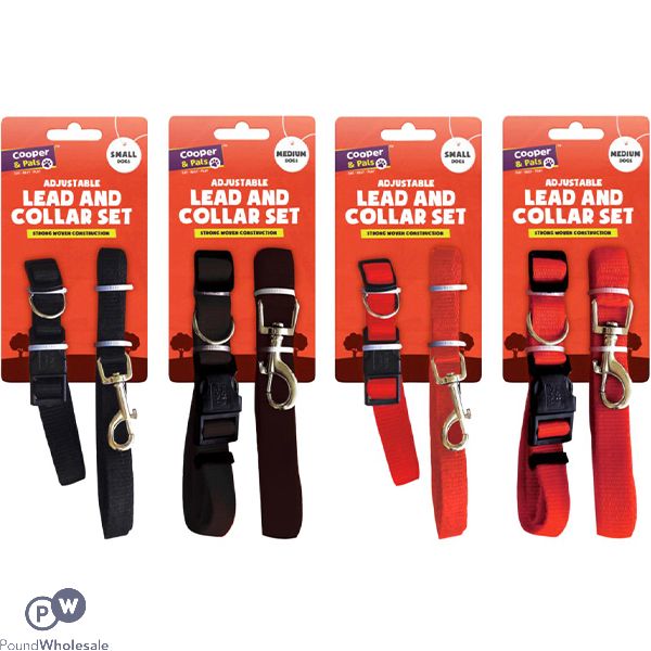 Cooper & Pals Adjustable Dog Lead & Collar Set Assorted
