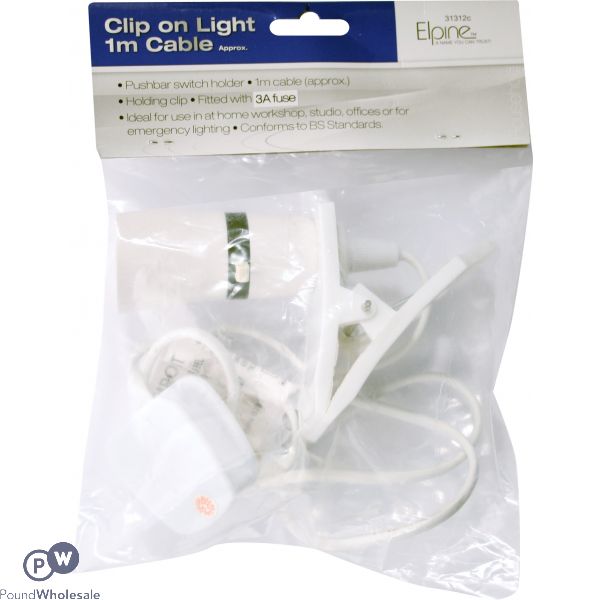 ELPINE CLIP ON LIGHT BULB HOLDER WITH 1M CABLE 