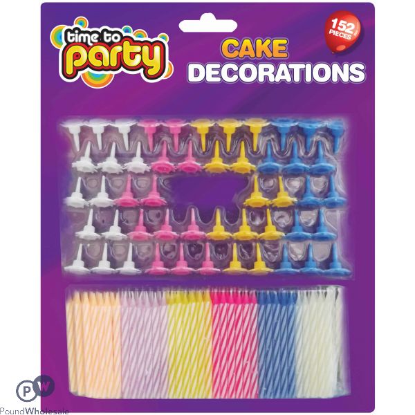 Party Time Candle Cake Decorations 152 Pieces