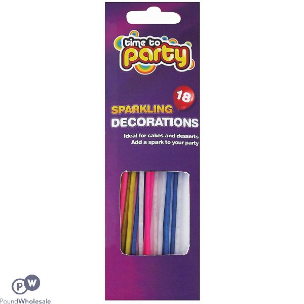 TIME TO PARTY SPARKLING CAKE DECORATIONS 18 PACK