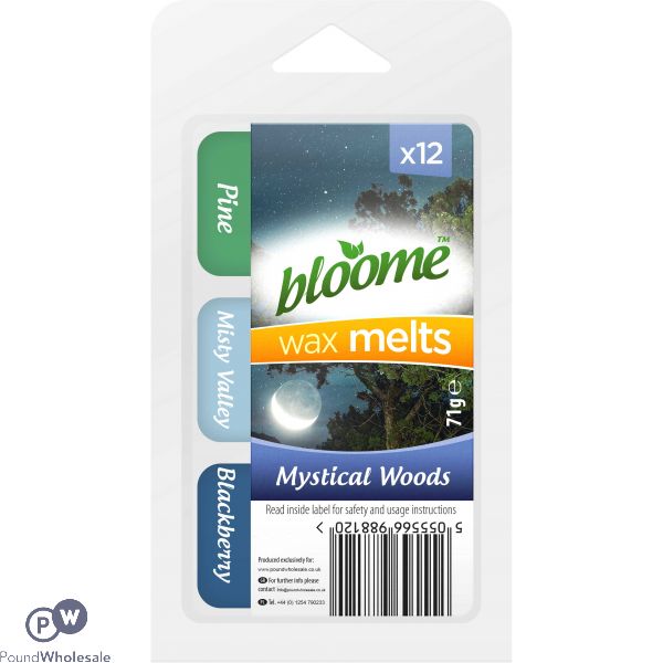 BLOOME TRIPLE FRAGRANCE MYSTICAL WOODS WAX MELTS 12 PACK