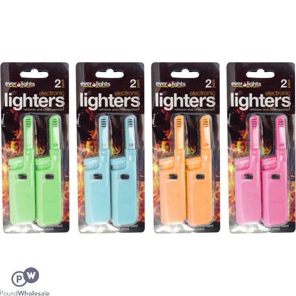 EVER LIGHTS REFILLABLE TWIN PACK ELECTRIC LIGHTERS