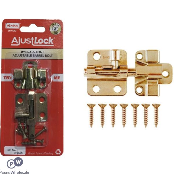 Ajustlock 2" Brass Tone Adjustable Barrel Bolt