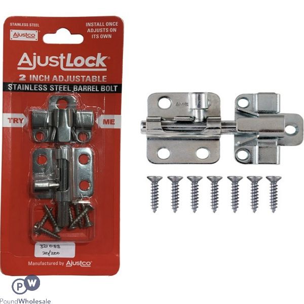 Ajustlock 2" Adjustable Stainless Steel Barrel Bolt