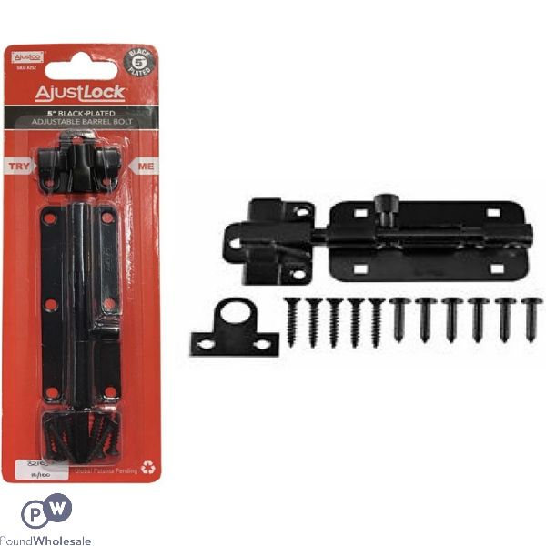 Ajustlock 5" Black-plated Adjustable Barrel Bolt