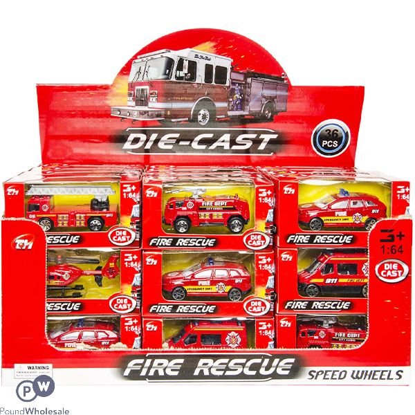 Die-cast 1:64 Fire Rescue Vehicle Toys Cdu Assorted
