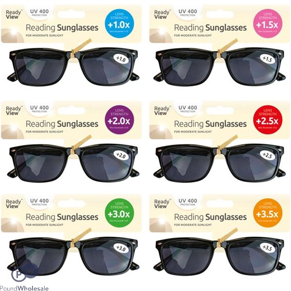 Ready View Uv 400 Black Reading Sunglasses Assorted