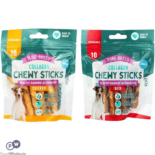 Pure Breed Collagen Chewy Sticks Dog Treats 10 Pack Assorted