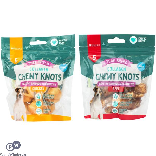 Pure Breed Collagen Chewy Knots Dog Treats 5 Pack Assorted