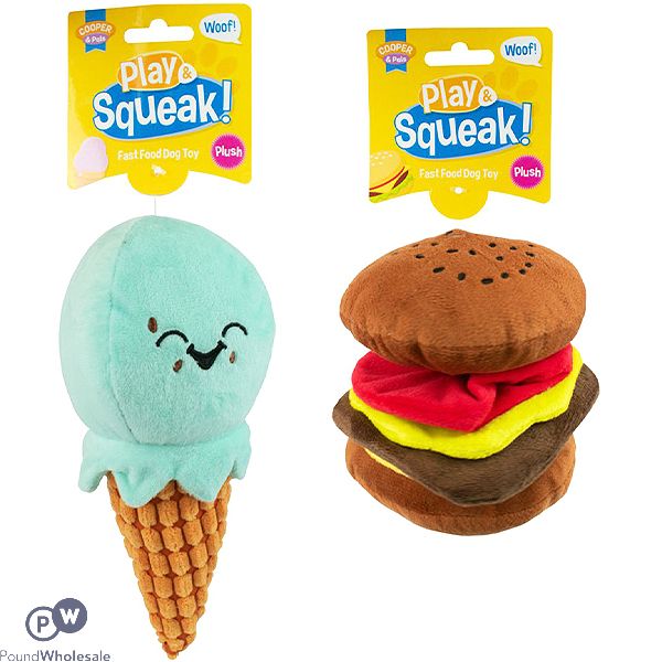 Cooper & Pals Play & Squeak Fast Food Plush Dog Toy Assorted