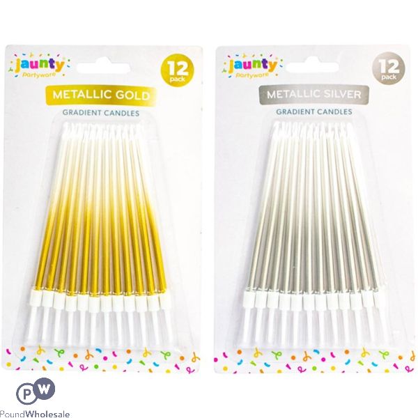 Jaunty Metallic Gradient Candles 12 Pack Assorted Colours