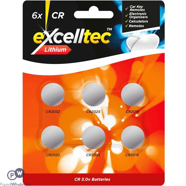 EXCELLTEC LITHIUM ASSORTED CR BATTERIES 6 PACK