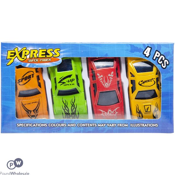 Express Super Power Assorted Sports Cars Toys 4 Pack