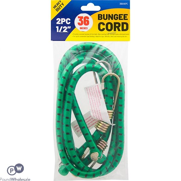 HEAVY DUTY 1/2" GREEN BUNGEE CORD 36" 2PC