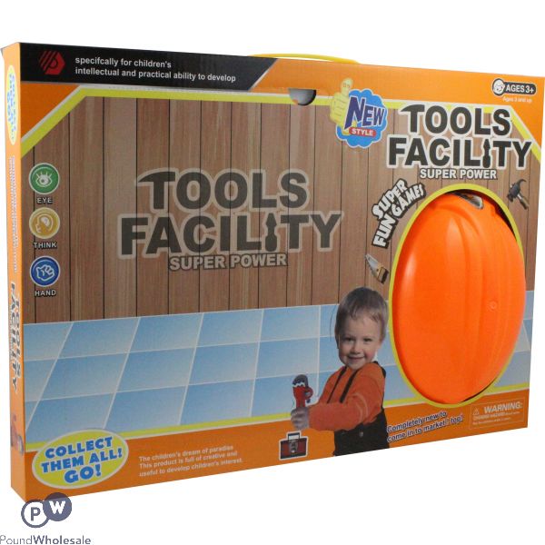 Tools Facility 16pc Hand And Power Tool Set With Safety Helmet In Box With Carry Handle