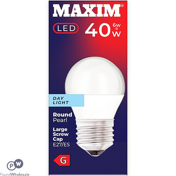 Maxim Round Large Screw Cap 5.5w-40w Led Light Bulb Day Light