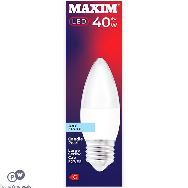 Maxim 6w=40w Candle Pearl Day Light E27 Es Led Light Bulb