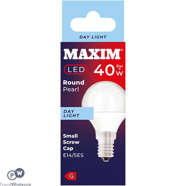 Maxim 6w=40w Round Pearl Day Light E14 Ses Led Light Bulb