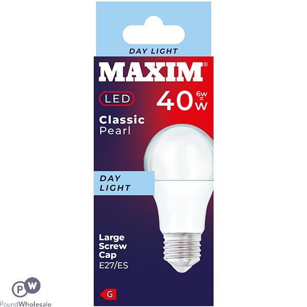 Maxim 6w=40w Classic Pearl Round Day Light E27 Led Light Bulb