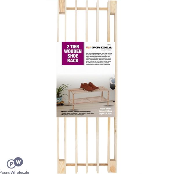 PRIMA 2 TIER WOODEN SHOE RACK