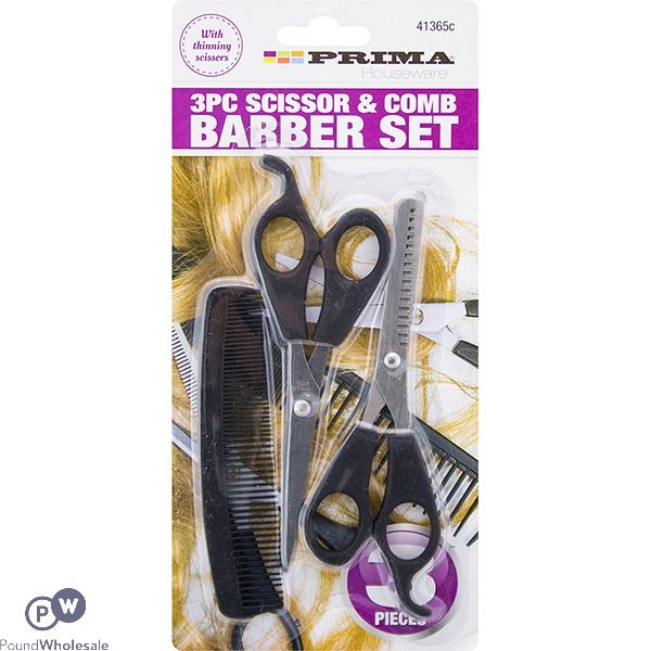 PRIMA SCISSOR & COMB BARBER SET 3PC