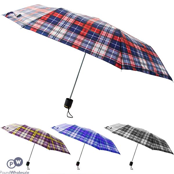 3-fold Checked Super Mini Umbrellas Assorted