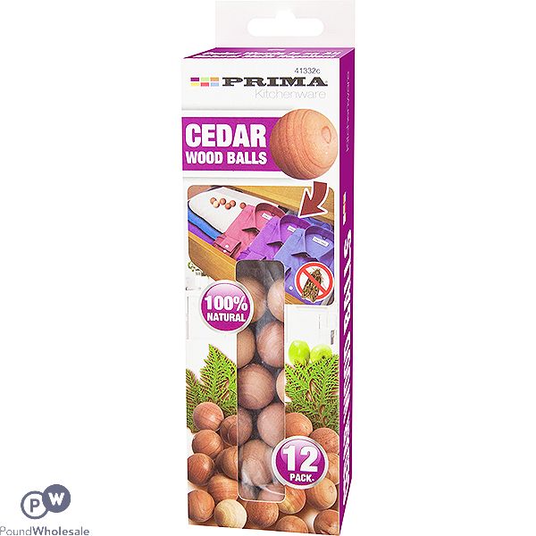 Prima 100% Natural Cedar Wood Balls 12 Pack