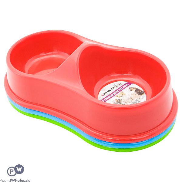 Prima Two Compartment Pet Bowl 145g Assorted Colours