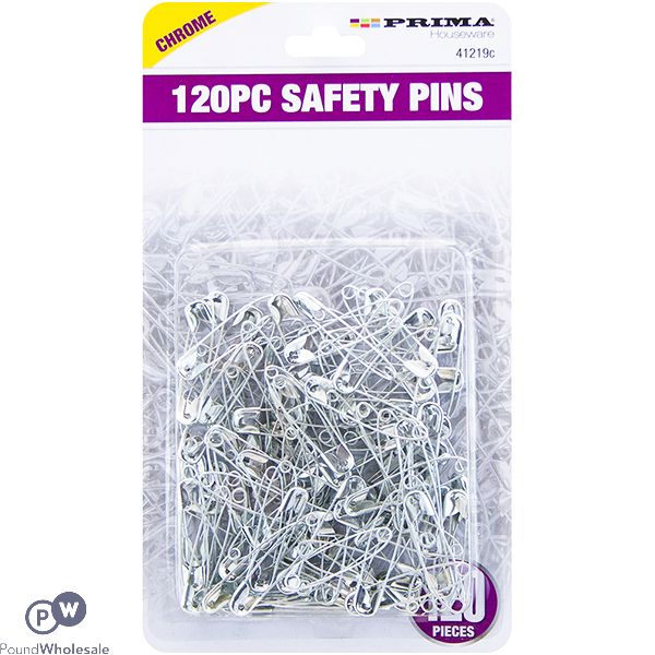 Prima Chrome Safety Pins 120pc