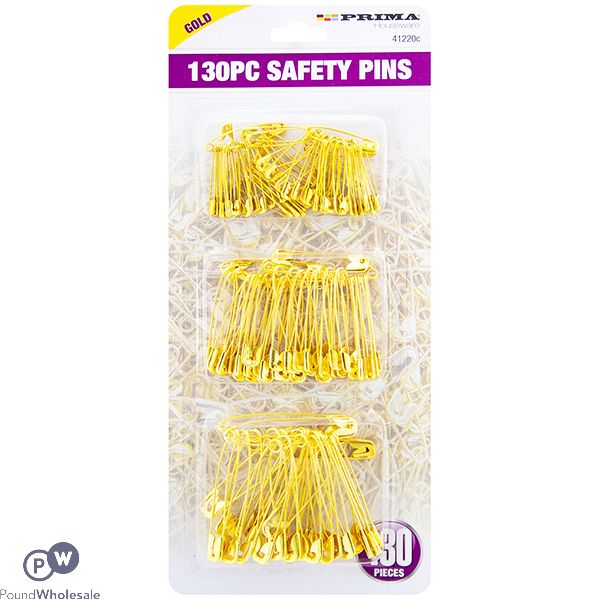 Prima Assorted Gold Safety Pins 130pc