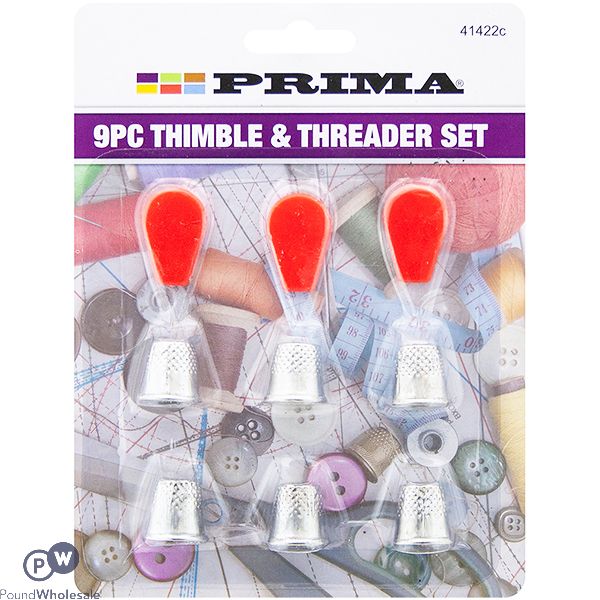 Prima Thimble & Needle Threader Set 9pc