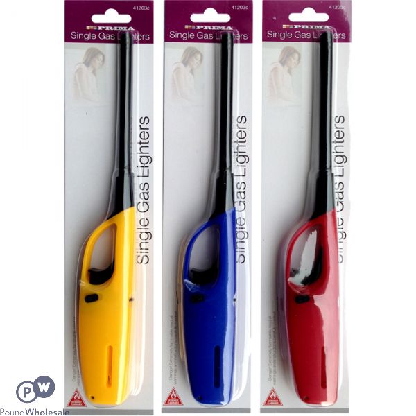 PRIMA SINGLE GAS LIGHTER ASSORTED COLOURS TRANSPARENT CDU