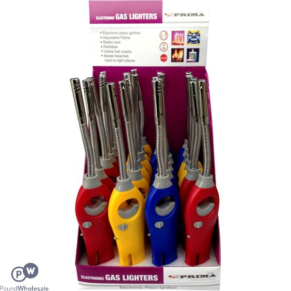 Prima Electronic Gas Lighter Assorted Colours Cdu