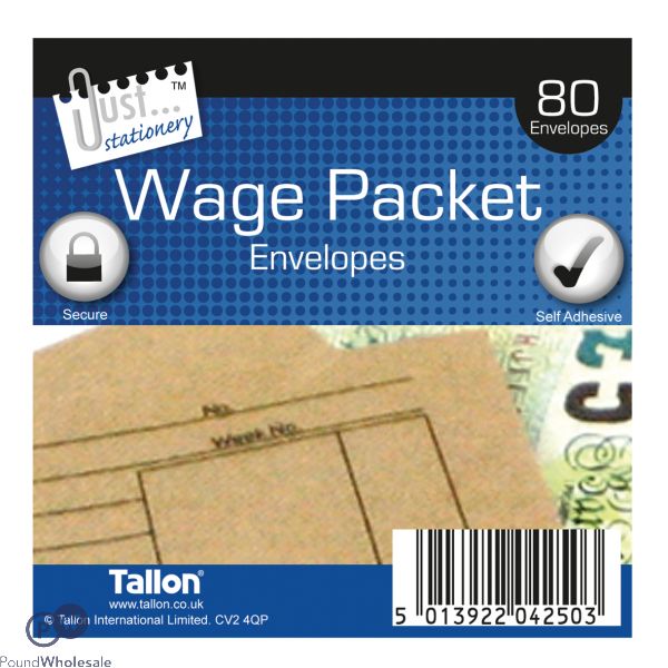 JUST STATIONERY WAGE PACKET ENVELOPES 80 PACK