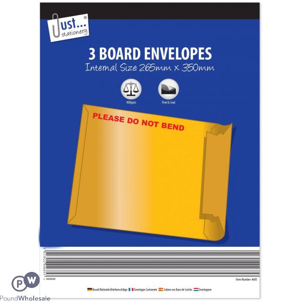 Just Stationery Board Envelopes 3 Pack 265 X 350mm