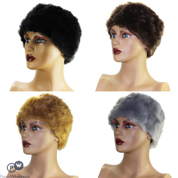 Ladies Faux Fur Fashion Hat - Grey/brown/black/beige