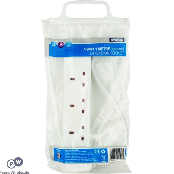 Status 4 Way Extension Socket 1m In Poly Bag