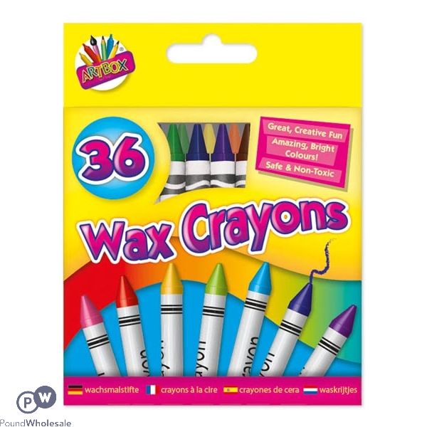 ARTBOX WAX CRAYONS ASSORTED COLOURS 36 PACK