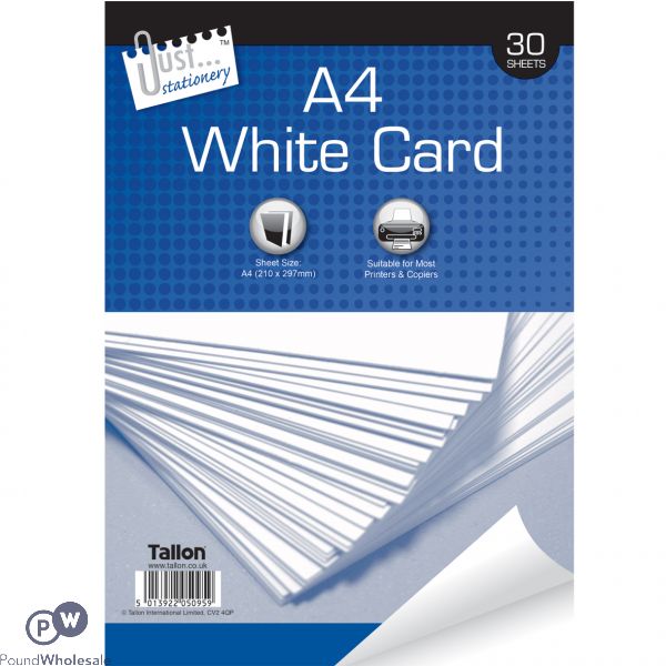 JUST STATIONERY A4 WHITE 150GSM PRINTING CARD 30 SHEETS