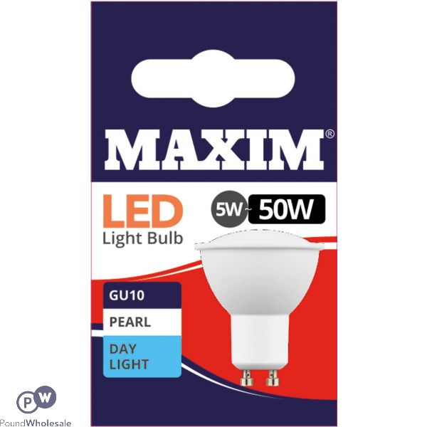 MAXIM GU10 LED 5W = 50W DAY LIGHT WHITE LED BULBS