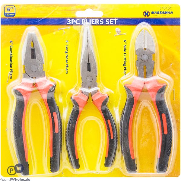 Marksman 6" Assorted Pliers Set 3pc