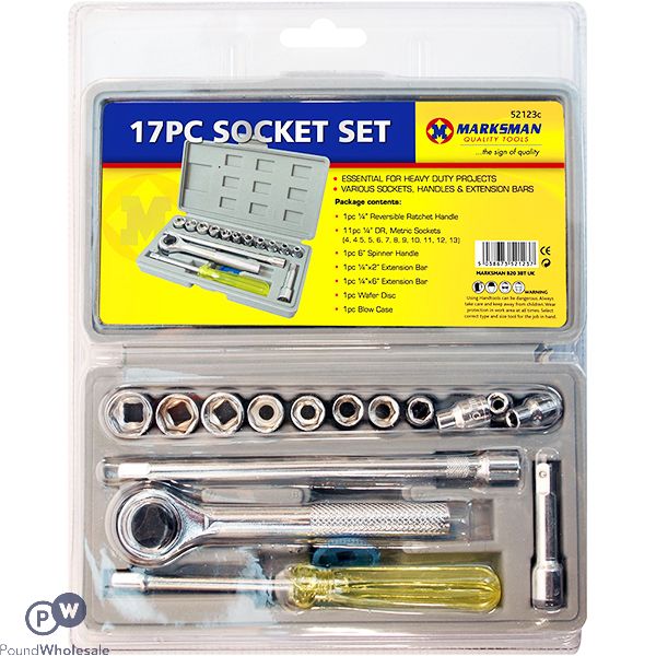 MARKSMAN RATCHET METRIC SOCKET SET 17PC