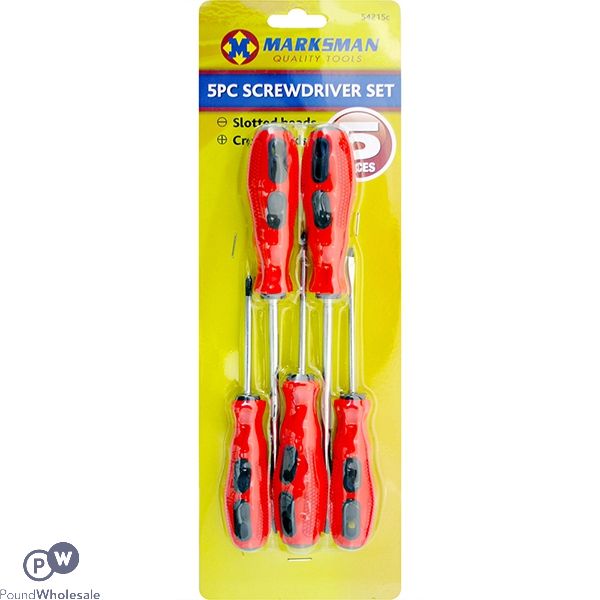 Marksman Slotted & Cross Screwdriver Set 5pc