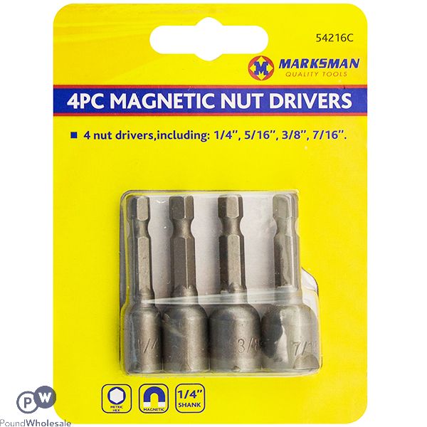 Marksman 1/4" Magnetic Nut Drivers Set 4pc